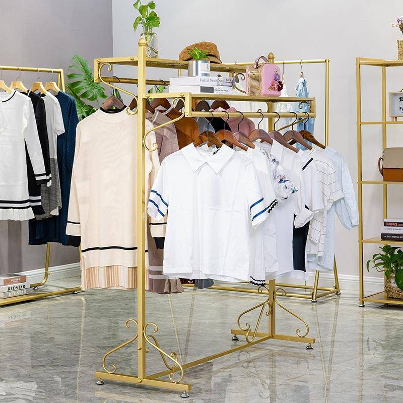服装店中岛展示架落地式挂衣架商场双杠双排男女童装店包包货架子