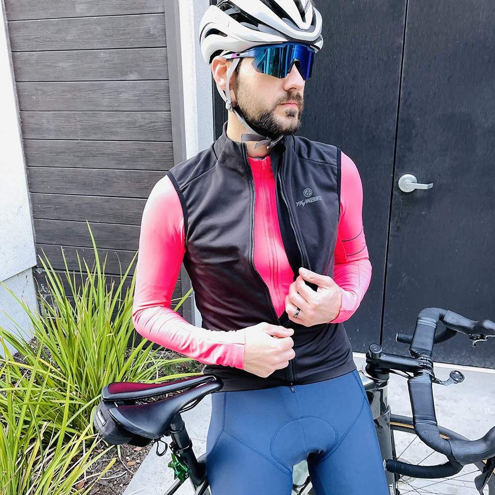 YKYWBIKE外贸冬季纯色防风防水抓绒保暖骑行背心热卖款