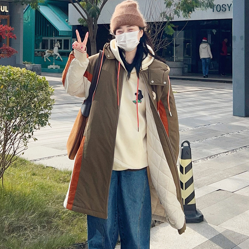 外套中长款连帽棉服白目自原创