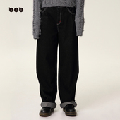 商场同款 白目自直筒牛仔裤 女2024年冬新款 梨型身材宽胯裤 子