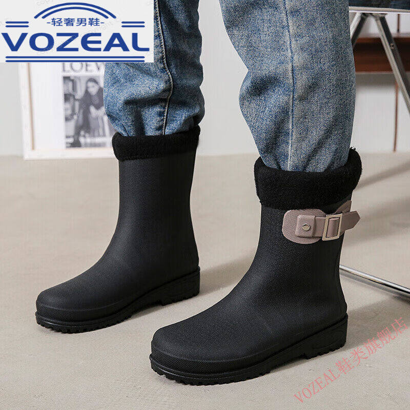 沃喆(VOZEAL)秋冬时尚雨鞋户外马丁靴雨靴男水靴加厚棉水鞋胶鞋