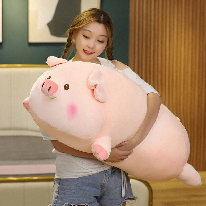 涵奕熊可爱趴趴猪公仔动物长条小猪抱枕女生睡觉夹腿布娃娃床上陪