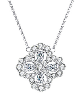 莫桑石S925纯银四叶草项链森系百