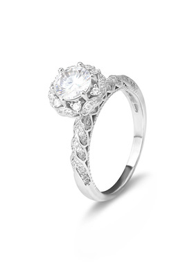 S925纯银莫桑石戒指女轻奢高级感