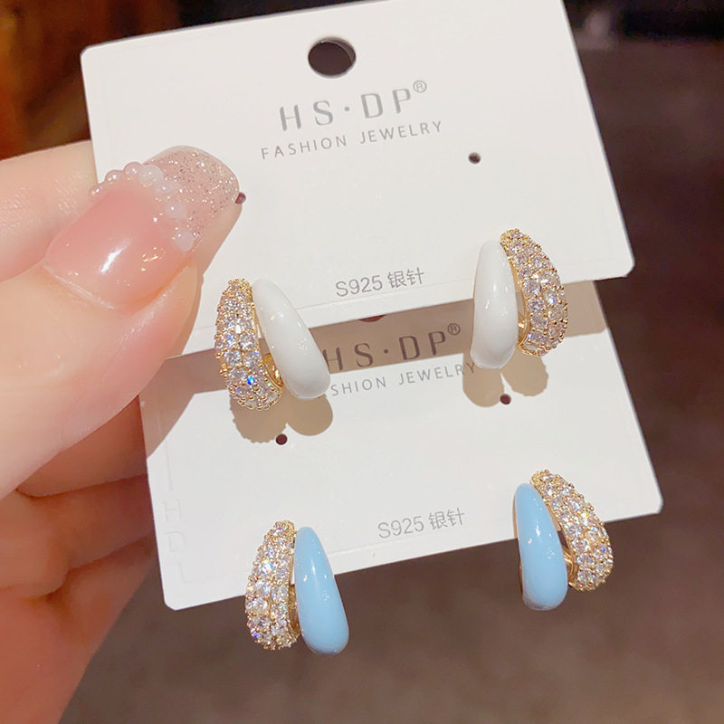 简约气质轻奢ins微镶滴油环形耳钉 小众设计感高级感时尚个性耳环,饰品/流行首饰/时尚饰品新,耳钉,淘宝优惠券,粉丝福利购,淘宝优惠卷