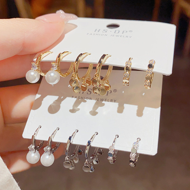 一卡三对装 精致简约片片流苏珍珠耳扣 组合六件套小众设计感耳饰,饰品/流行首饰/时尚饰品新,耳钉,淘宝优惠券,粉丝福利购,淘宝优惠卷