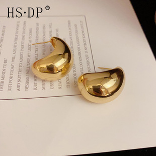 小众时尚简约金属大水滴耳钉个性轻奢百搭冷淡风耳环银针耳饰批发