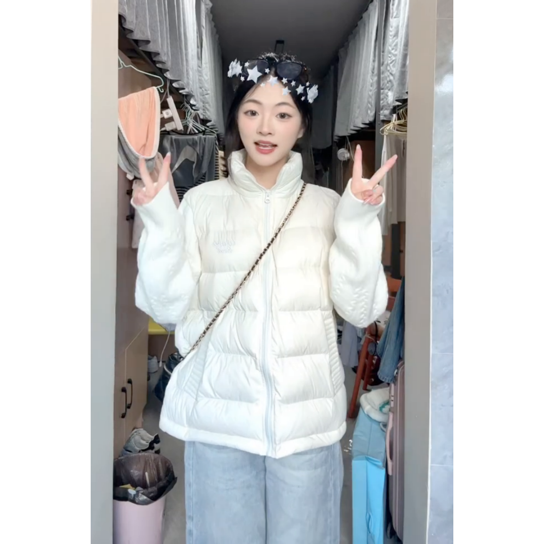 针织拼接设计立领加厚保暖面包服