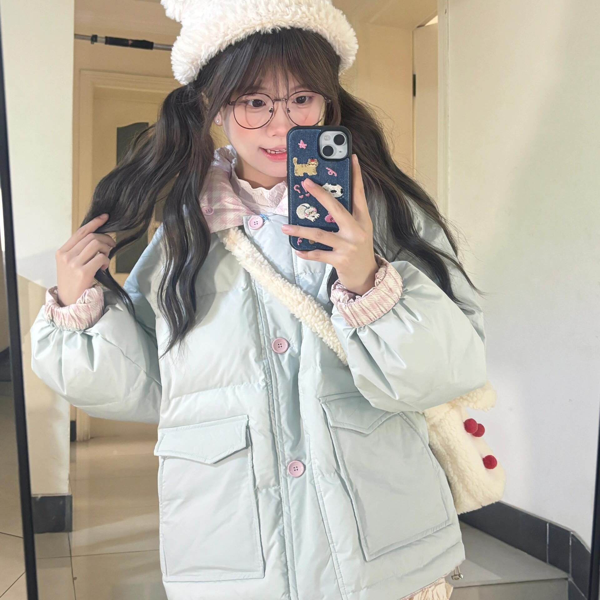 小个子学院风甜酷双面穿棉服外套