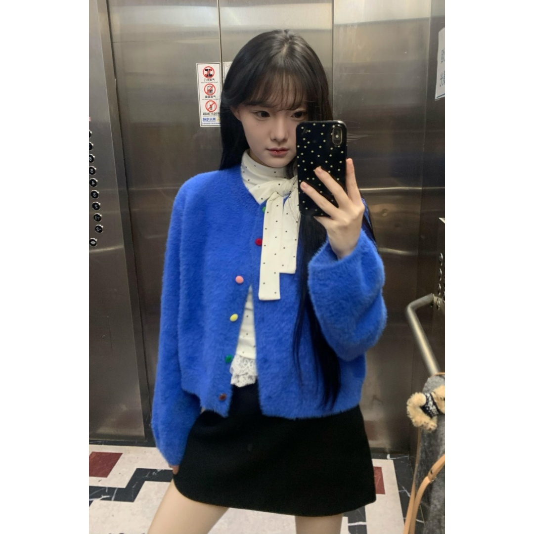 拼接蝴蝶结打底衫针织开衫套装