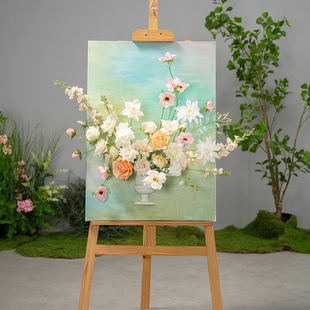 网红仿真花半壁花瓶挂饰造景室内餐厅墙面背景手绘画板花艺装饰画