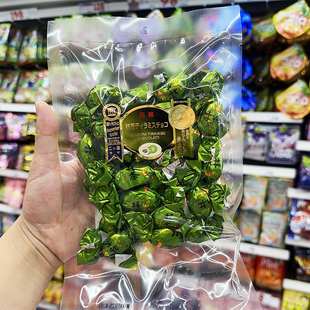 现货】日本进口yuka元祖抹茶杏仁夹心呼吸巧克力豆情人节零食礼物