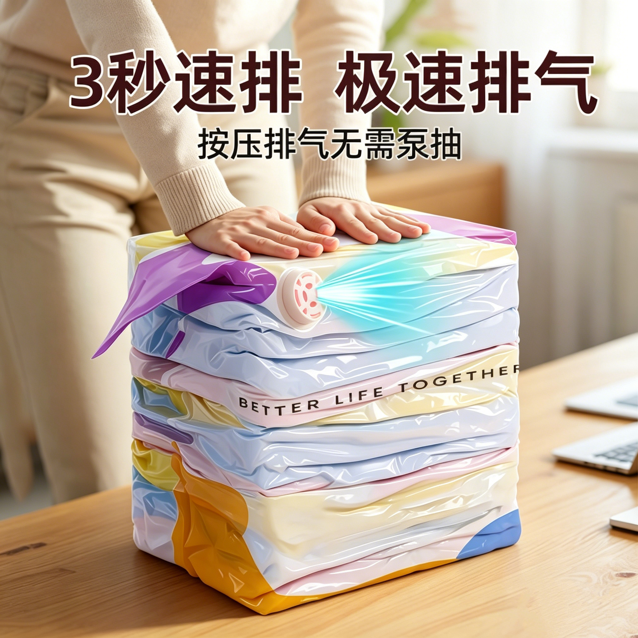 日本进口真空压缩袋棉被衣物收纳袋学生行李免抽气搬家打包袋家用