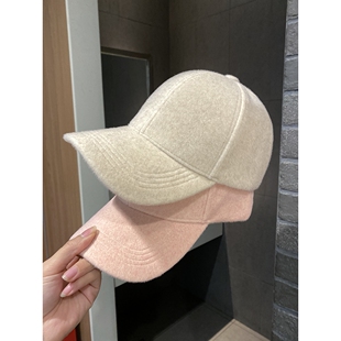 毛呢鸭舌帽子女秋冬季2025新款休闲显脸小大头围纯色硬顶棒球帽男