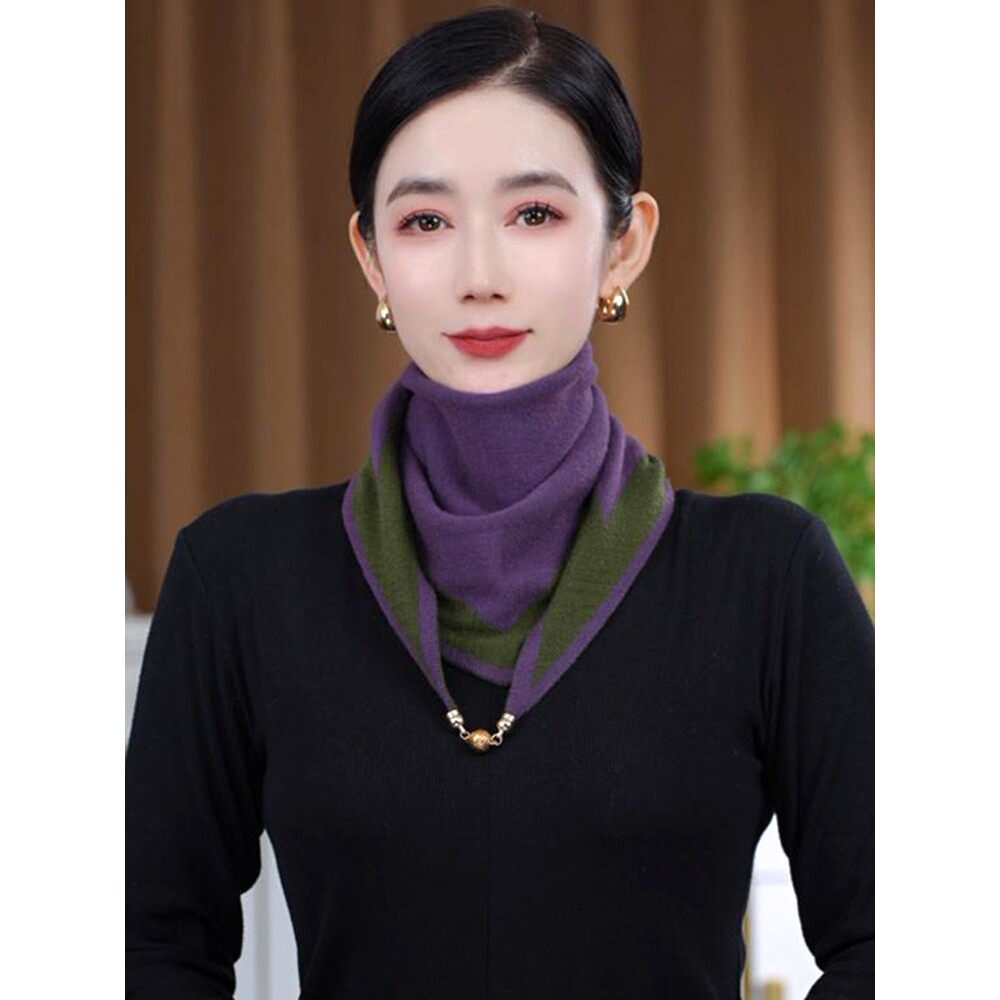 磁吸扣三角围巾女款2026新款秋冬保暖时尚洋气高级感女士护颈围脖