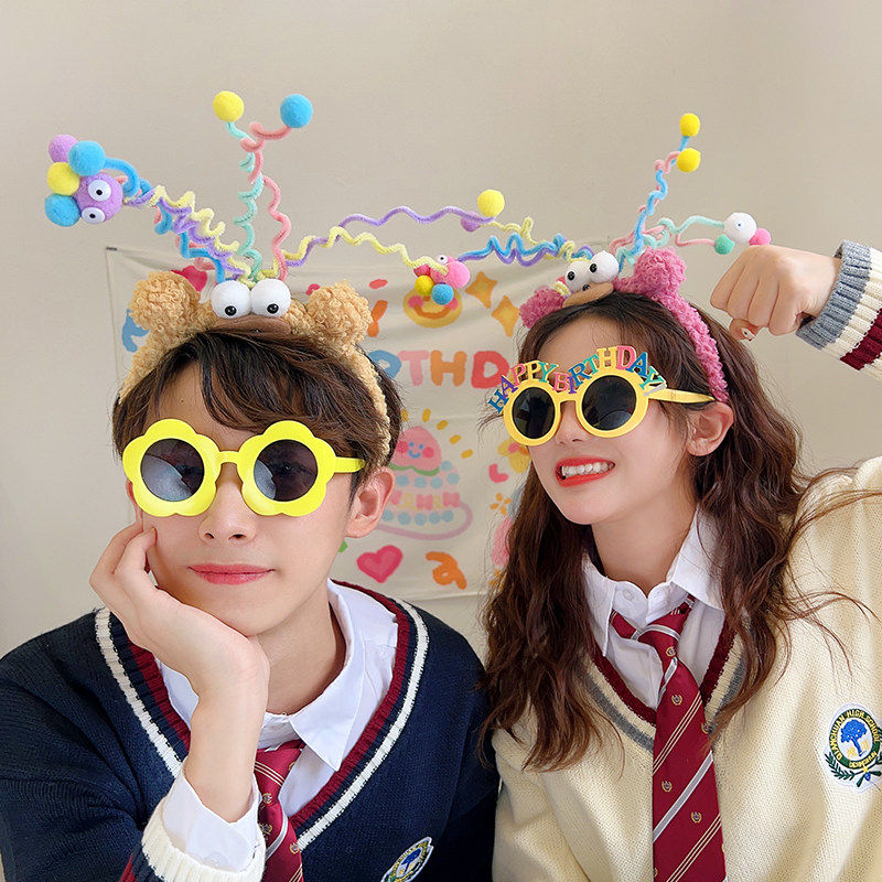 幼儿园疯狂发型日女孩创意搞怪发箍儿童可爱搞笑头箍扭扭棒发卡