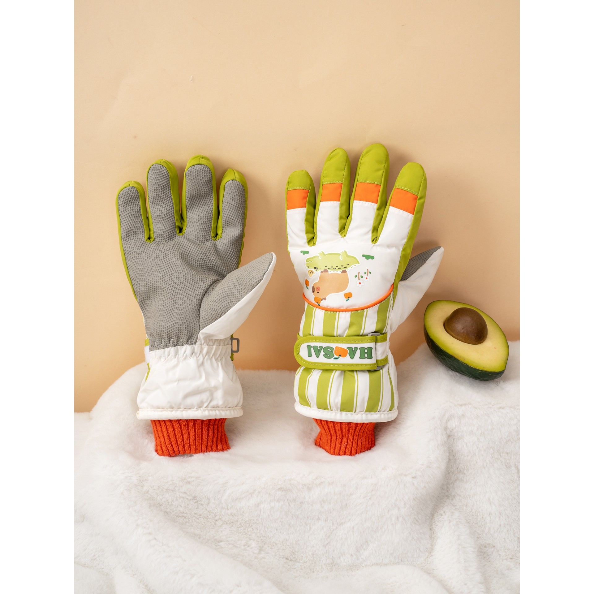 新款儿童滑雪手套冬季男女孩保暖棉绒加厚防泼水防滑小孩玩雪五指