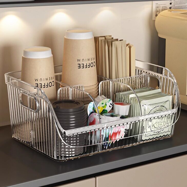 一次性杯子置物架咖啡厅店吧台吸管收纳盒茶包纸杯架奶茶杯放置架