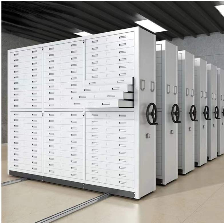 手动收纳多层储物密集架档案室密集柜可移动运输储存货架文件架