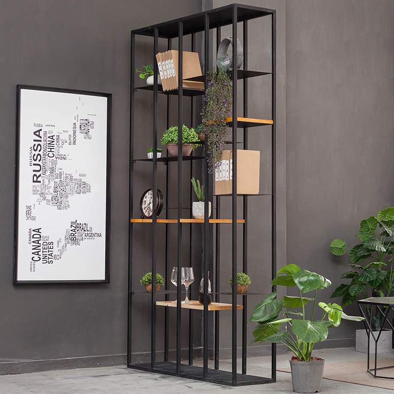 铁艺隔断商业屏风创意办公置物架落地书架隔板储物文件架展示花架