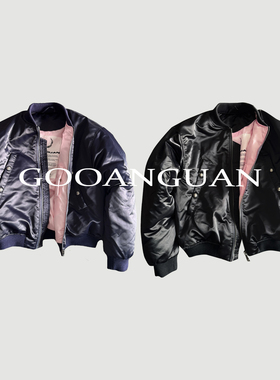 谷安关大口袋棉服粉内胆bomber短款廓形MA-1夹克男秋冬百搭棒球服