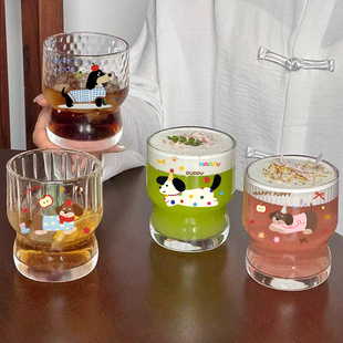 ins大容量吸管杯家用玻璃杯果汁杯咖啡杯可爱高颜值水杯学生杯子