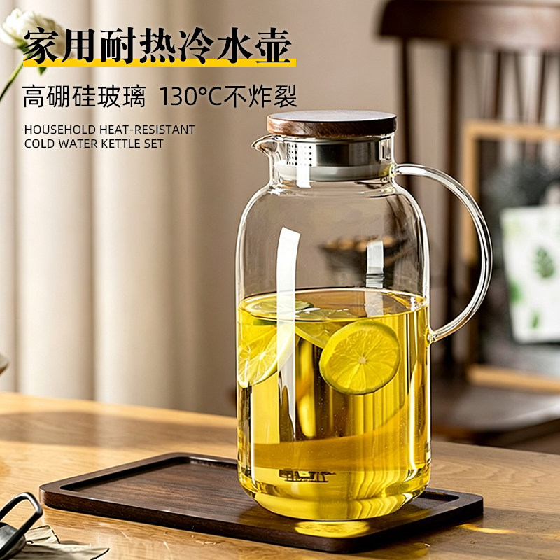 夏天冷水壶大容量凉水壶家用冷泡壶高硼硅玻璃水壶冷泡瓶凉茶壶女图片