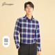 毛料 乔治白秋冬男士 长袖 衬衫 格子衬衣休闲含绵羊毛厚上衣