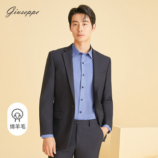 西服外套商务工作藏青西装 乔治白秋冬男士 单西上衣 80%绵羊毛