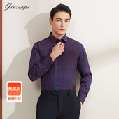 乔治白冬季 尖领休闲格子加厚保暖纯棉上衣 衬衫 男士 热保护加棉长袖