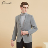 男士 休闲西服外套时尚 修身 乔治白秋季 一粒扣西装 浅灰单西上衣潮