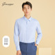 衬衫 商务蓝色衬衣纯棉偏厚上衣 男士 长袖 针织 乔治白秋冬季