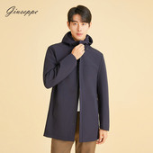 乔治白冬季 棉袄上衣 休闲带帽棉服外套拉链通勤保暖厚款 男士 中长款