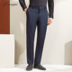 乔治白秋冬男士 子潮 弹力腰微弹中腰舒适长裤 直筒深蓝休闲裤 厚款