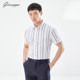 半袖 乔治白夏季 薄上衣 衬衫 休闲百搭竖条纹衬衣修身 男士 纯棉短袖