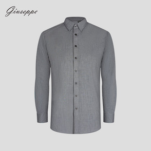 商务轻薄纯色衬衣修身 乔治白春秋季 衬衫 长袖 棉涤混纺上衣 男士