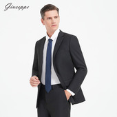 西服外套二粒扣黑色西装 乔治白春季 男士 商务职业工作直筒单西上衣