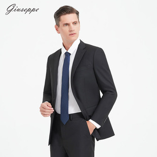 乔治白春季男士西服外套二粒扣黑色西装商务职业工作直筒单西上衣
