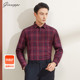 乔治白冬季 休闲格子加厚保暖绵羊毛上衣 衬衫 男士 热保护加棉长袖