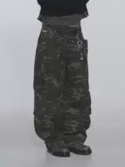 Th90Crew Fried Salt Washed and Faded Loose Straight-Leg Cargo Pants