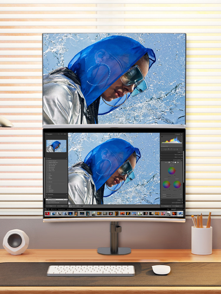 显示器支架双屏上下台式电脑桌面增高托架机械悬臂旋转升降32寸