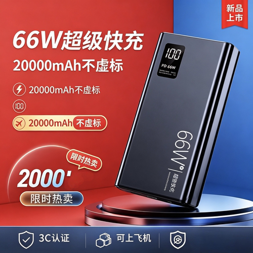 3C认证20000mAh快充充电宝