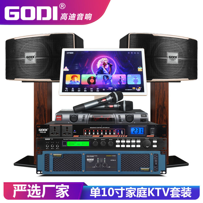 GODI 单10寸专业家庭KTV音响套装餐吧会议音箱卡拉OK点歌机全套