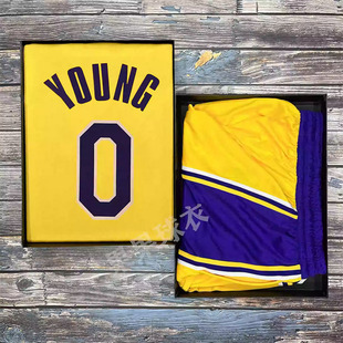 湖人队0号尼克杨复古球衣裤套装JR史密斯男女背心美式定制篮球服