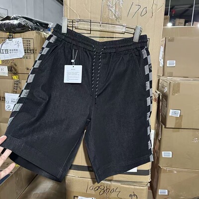 透气舒适春夏男士新款松紧腰抽绳简约黑色男士短裤撞色外穿裤子