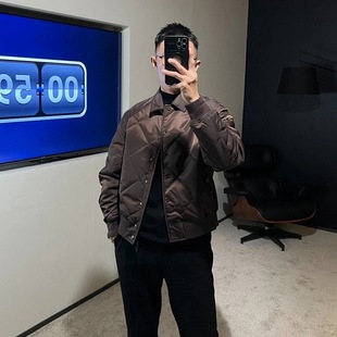 2026年新款秋冬季菱格棉服男款外套长袖休闲商务翻领潮流百搭夹克