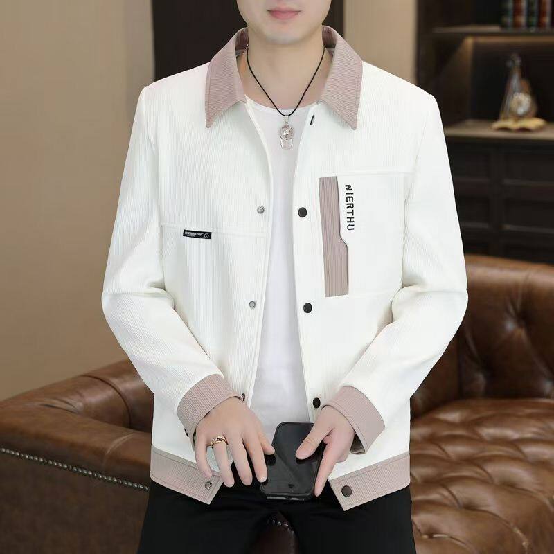 设计感翻领夹克外套男士韩版修身潮流男装秋冬装高级感休闲夹克男