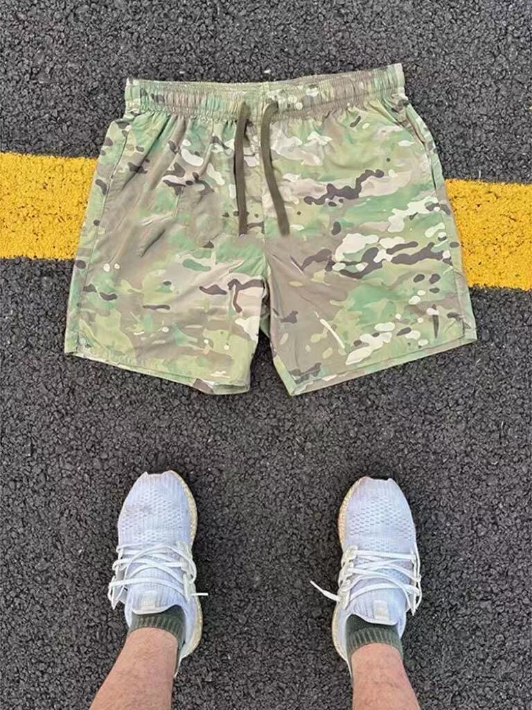 美式休闲宽松运动迷彩短裤男士夏季薄款潮流百搭健身直筒四分裤子