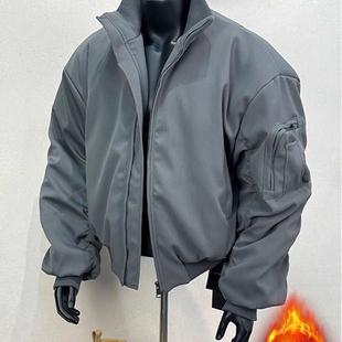 春秋冬季飞行员教练夹克棉服男款冬季加厚立领短款外套美式棒球服