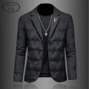 轻薄款西装羽绒服男士外套秋冬款2025新款商务高级感西服男款冬季